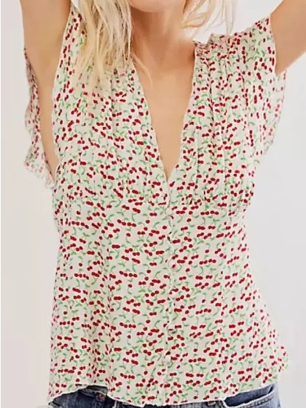 Free People Bombshell Blouse in Cherry